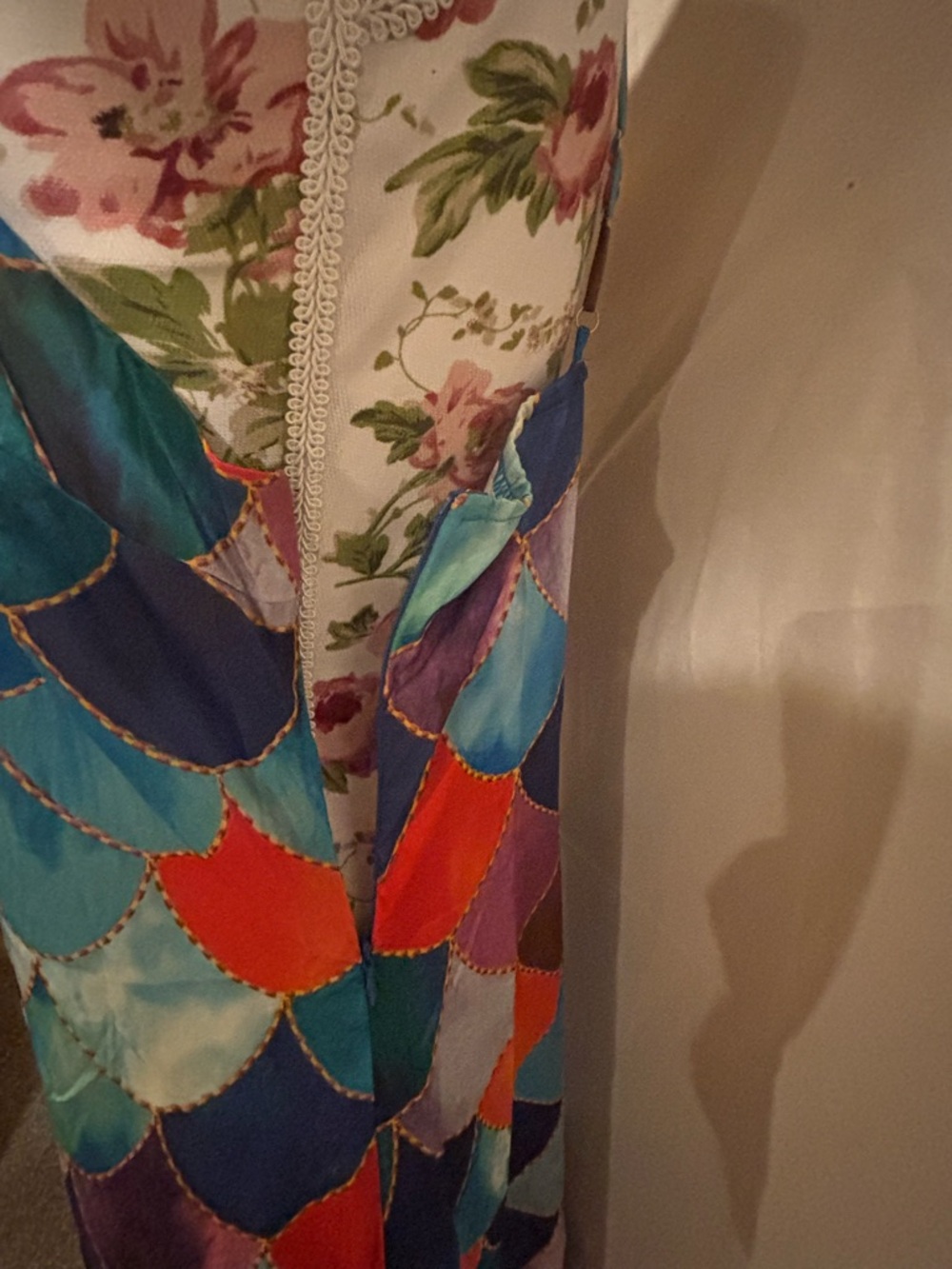 Commense NWT Colorful Mermaid Scale Print Halter Maxi Dress Open Back Large D272 - Picture 3 of 5